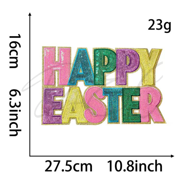 Happy Easter Rabbit Sequin Patch