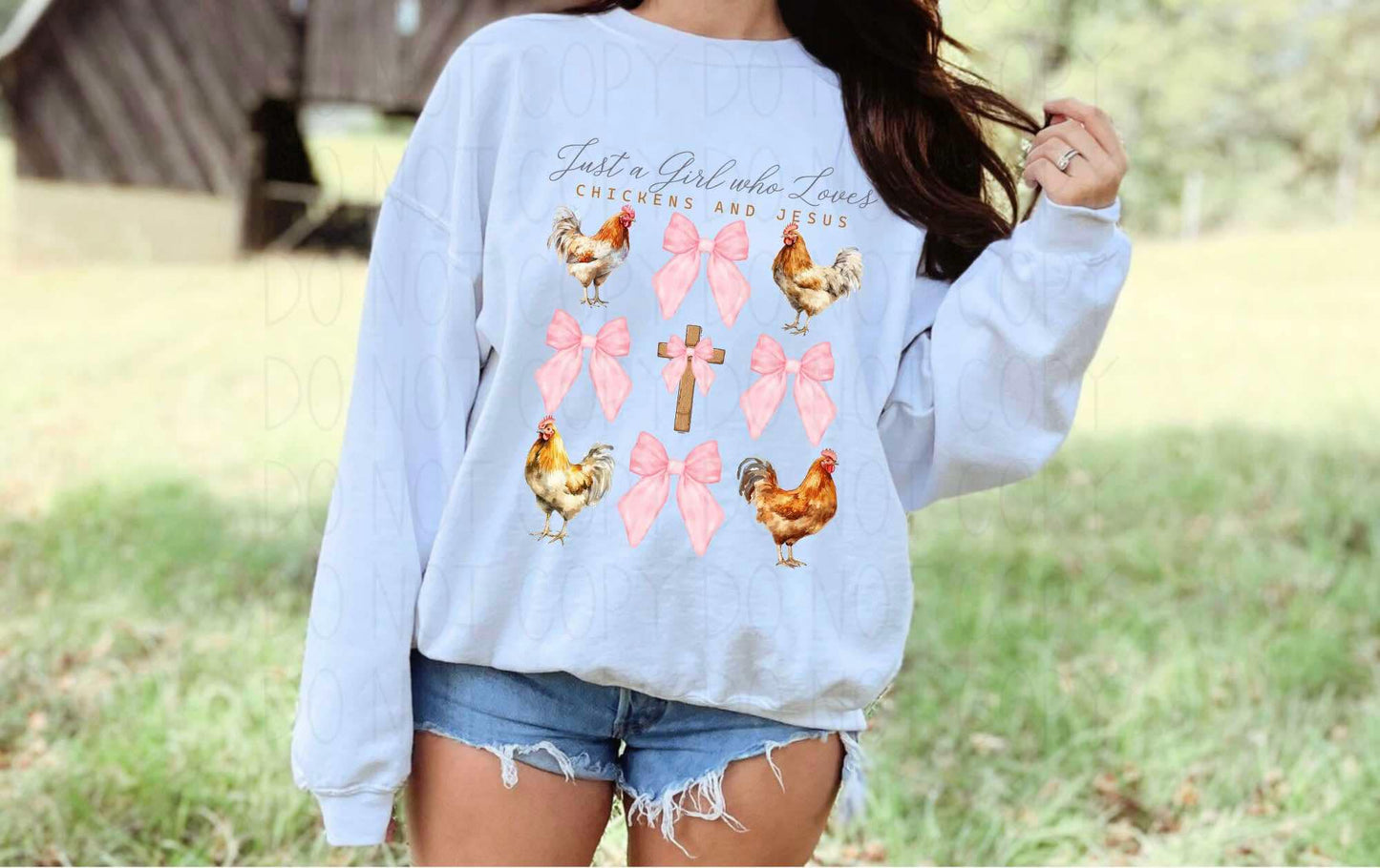 Just a girl who chickens and Jesus- Completed Sweatshirt