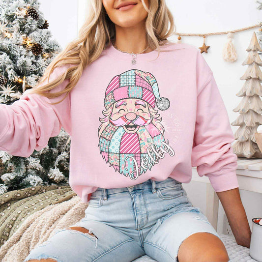 Patchwork Santa- DTF Transfer