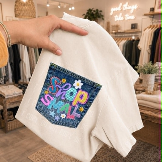 Shop Small Denim Pocket - DTF Transfer
