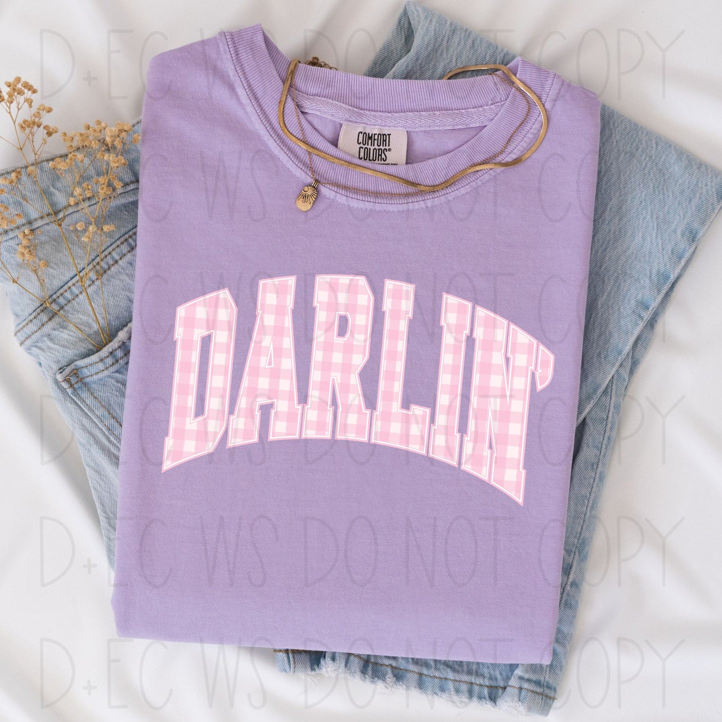 Darlin' pink gingham- DTF Transfer