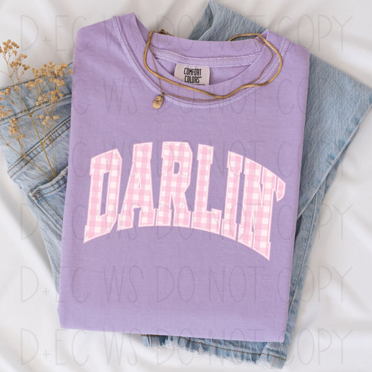 Darlin' pink gingham- DTF Transfer