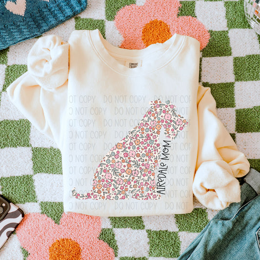 Airedale Dog Mom Floral-Comfort Color Sweatshirt