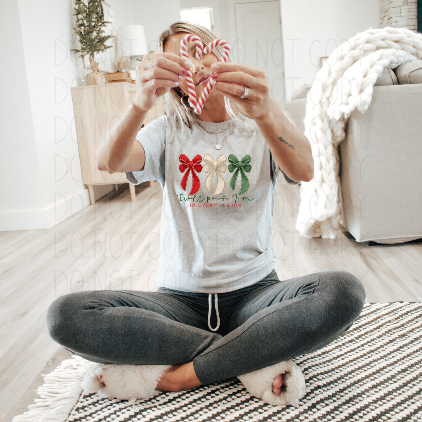 I will praise Him in every season Bows Christmas- DTF Transfer