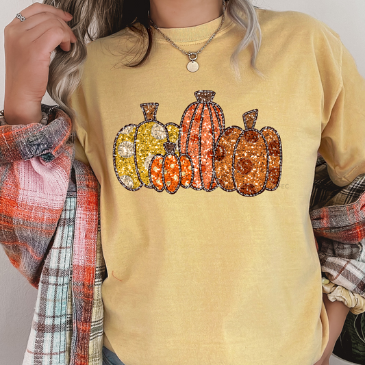 Faux sequin pumpkins- DTF Transfer