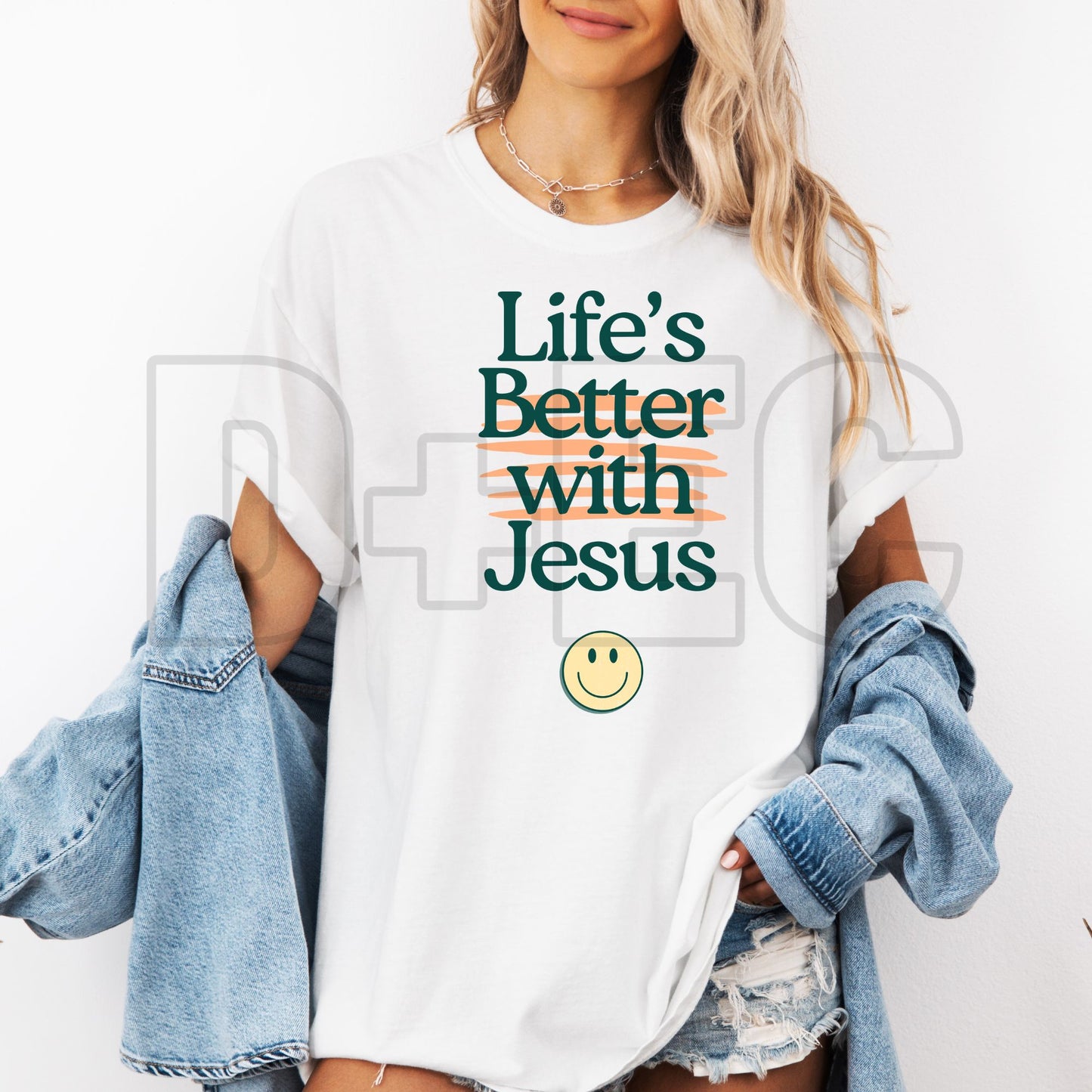 Life's better with Jesus green- DTF Transfer