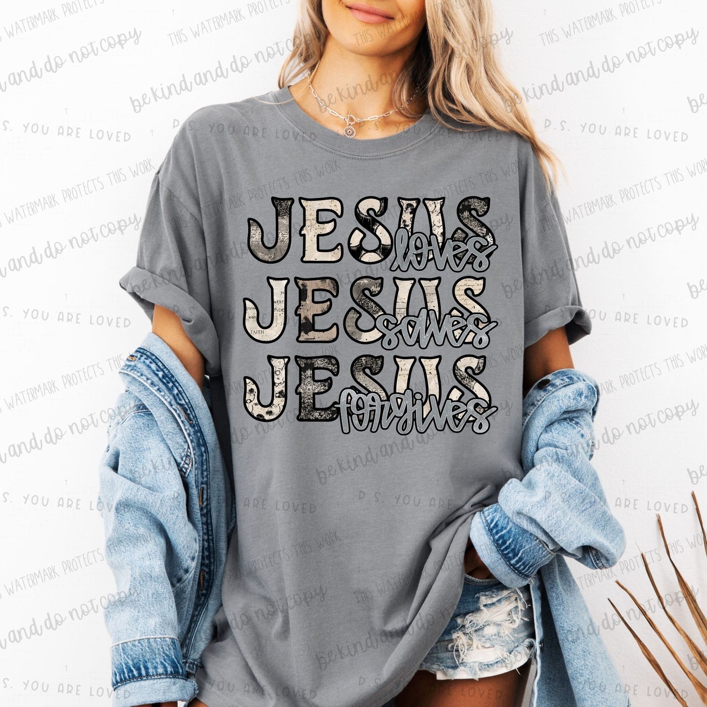 Jesus loves Jesus saves Jesus forgives-DTF Transfer