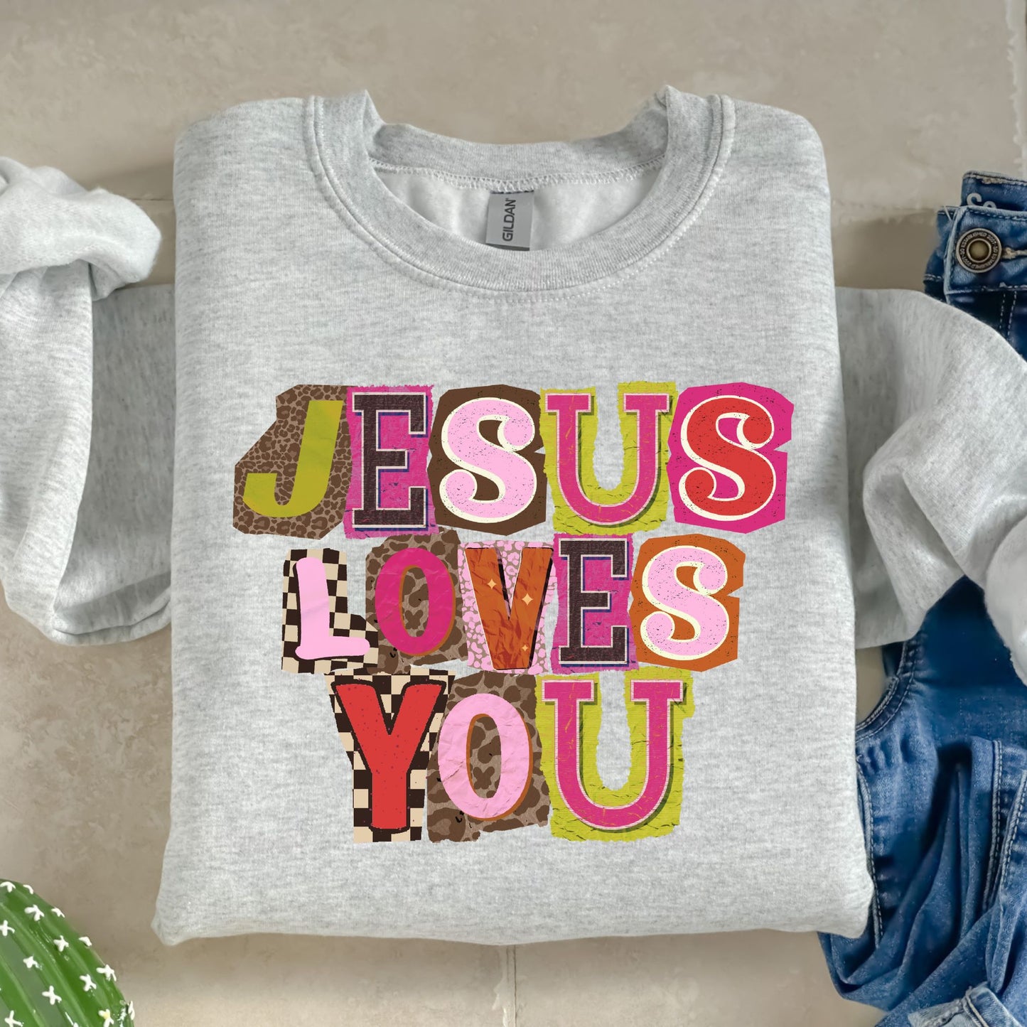 Jesus loves you patchwork- DTF Transfer