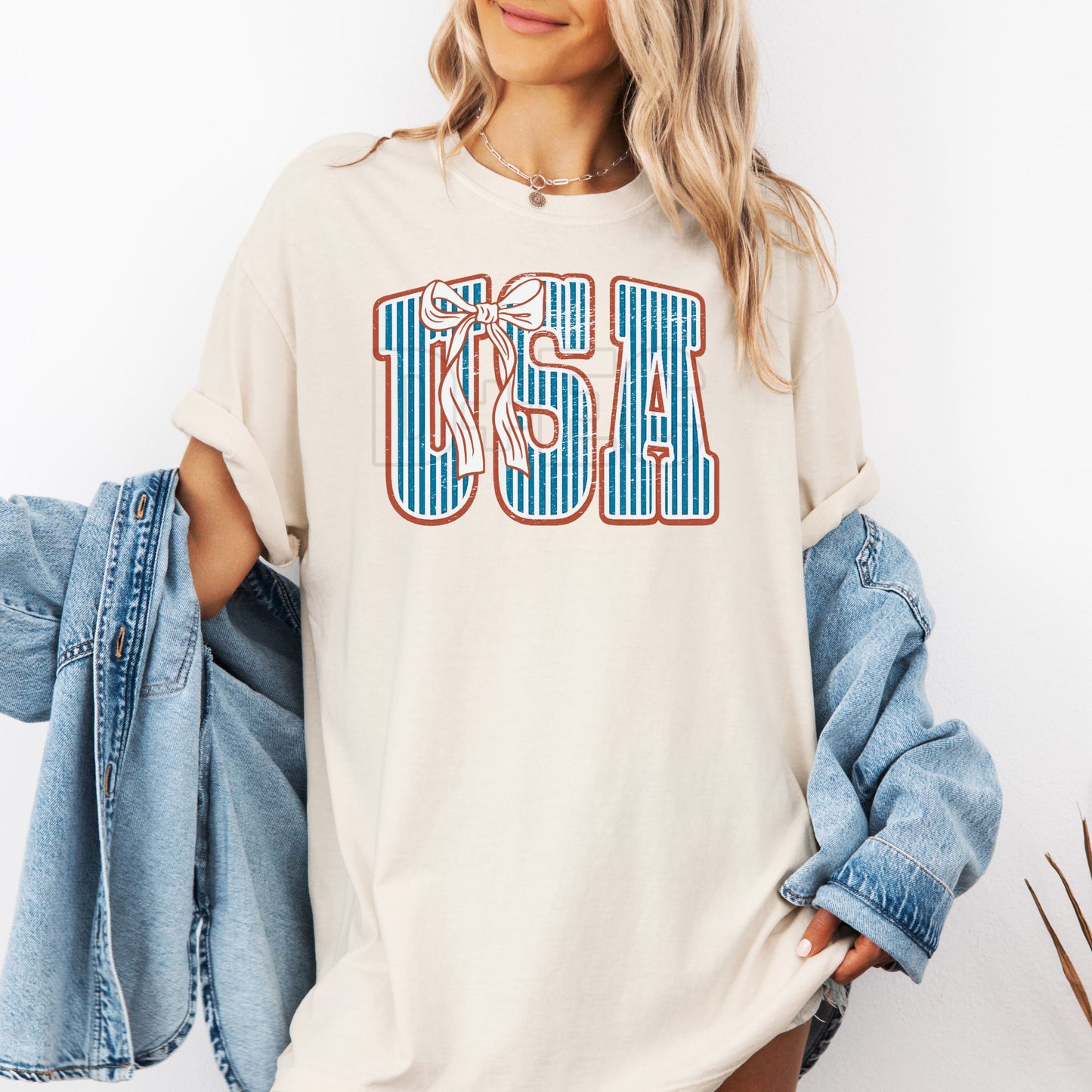 USA Stripes & Bow- DTF Transfer