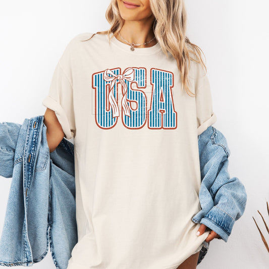 USA Stripes & Bow- DTF Transfer