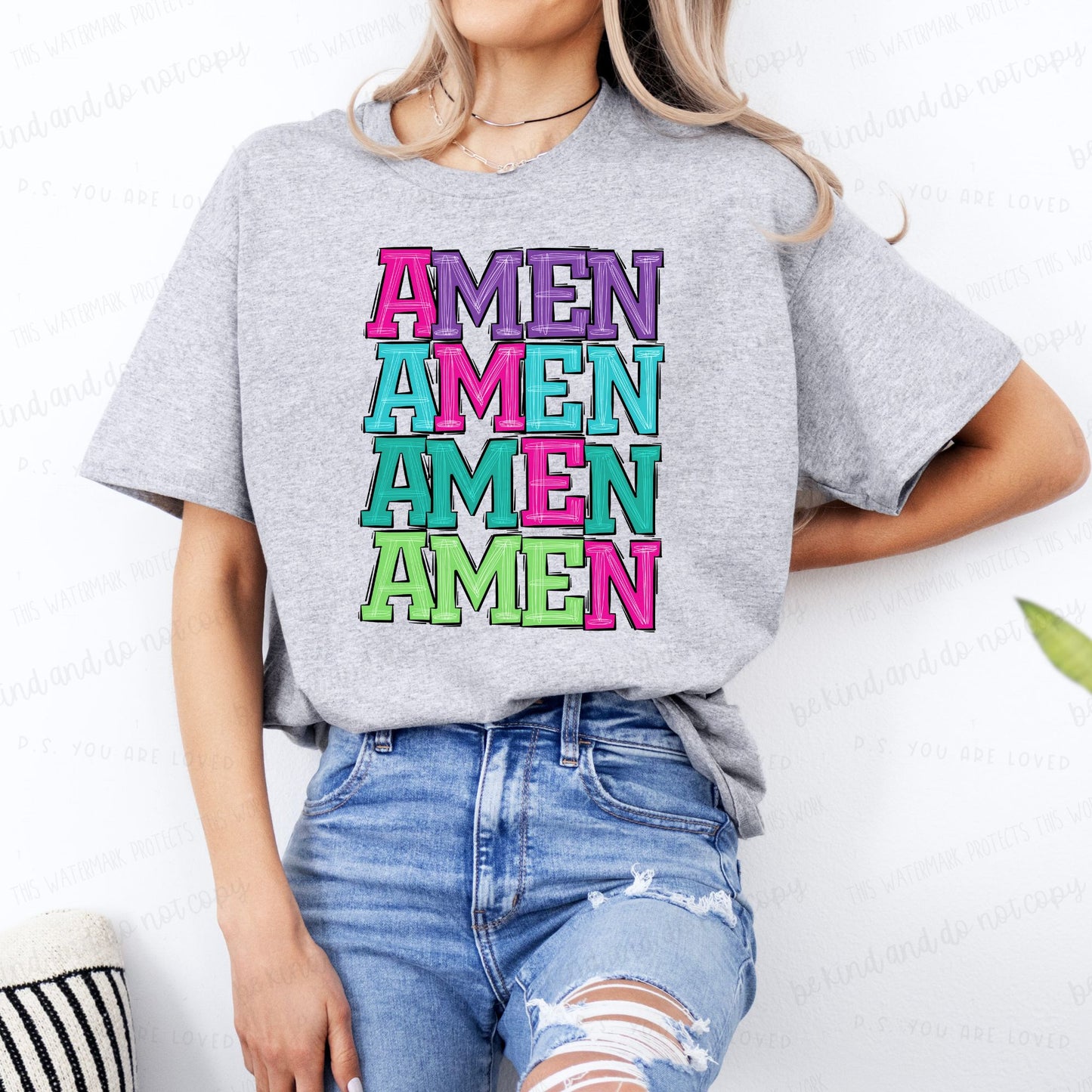 Amen-Colorful-DTF Transfer