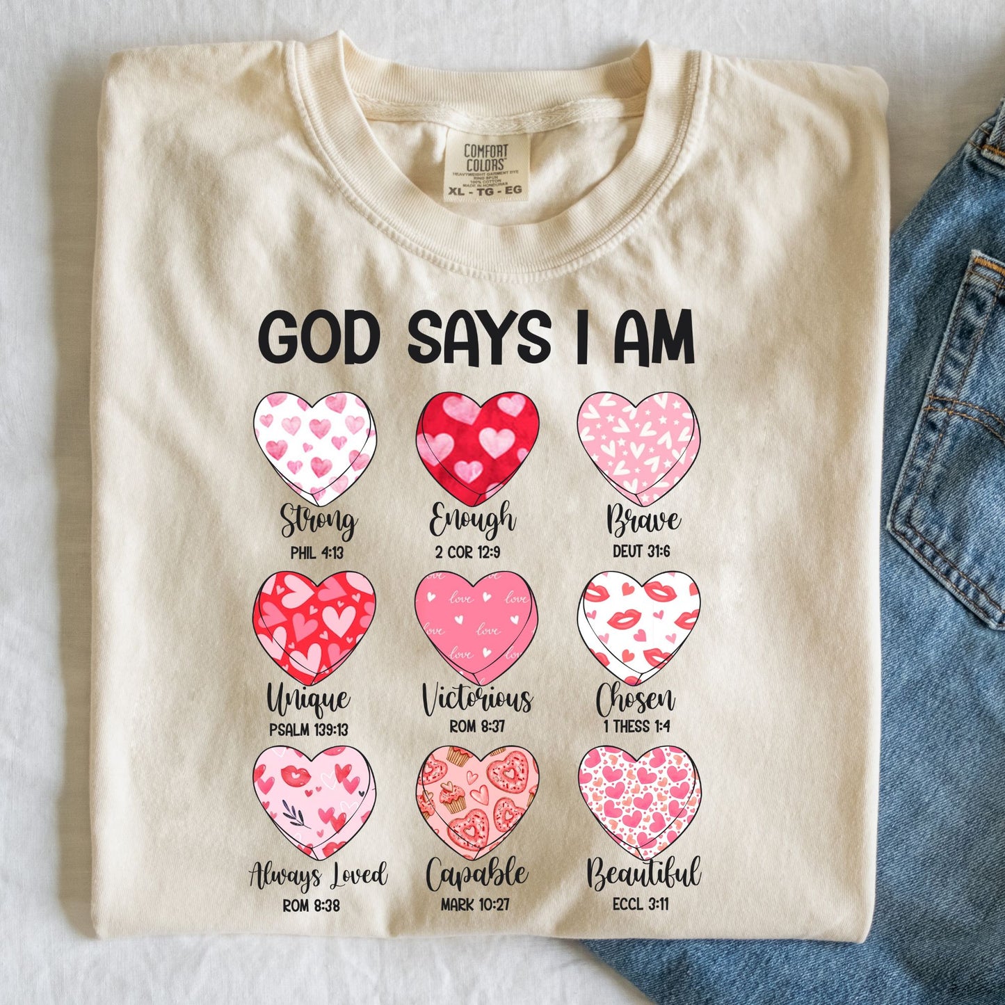 God says I am...(Hearts)-DTF Transfer