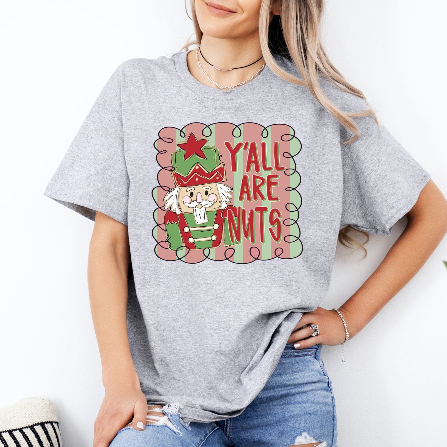 Y'all are nuts red white outline- DTF Transfer