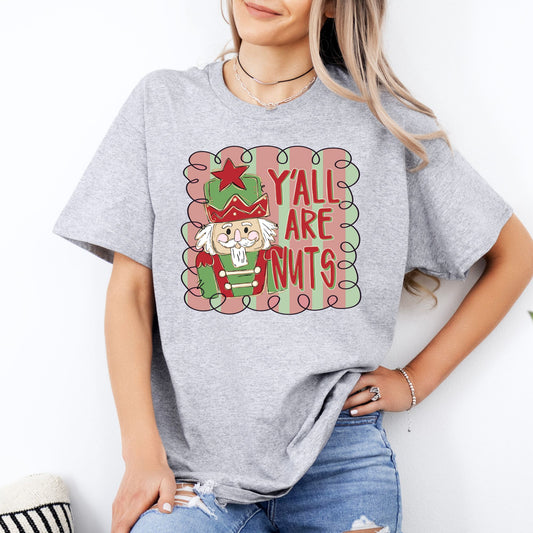 Y'all are nuts red white outline- DTF Transfer