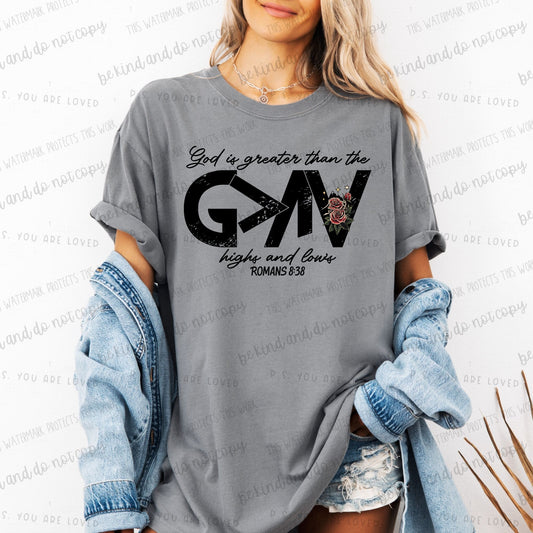 God is greater than the highs and lows Romans 8:38-DTF Transfer