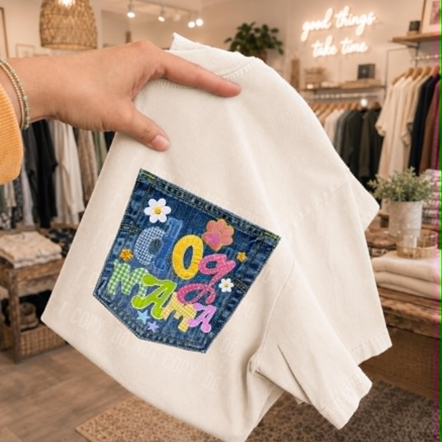 Dog Mama Denim Pocket - DTF Transfer