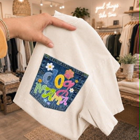 Dog Mama Denim Pocket - DTF Transfer
