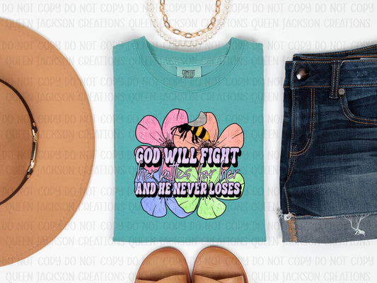 God will fight her battles for her (bright colors)