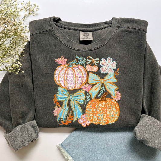 Pretty pumpkin & bows- DTF Transfer