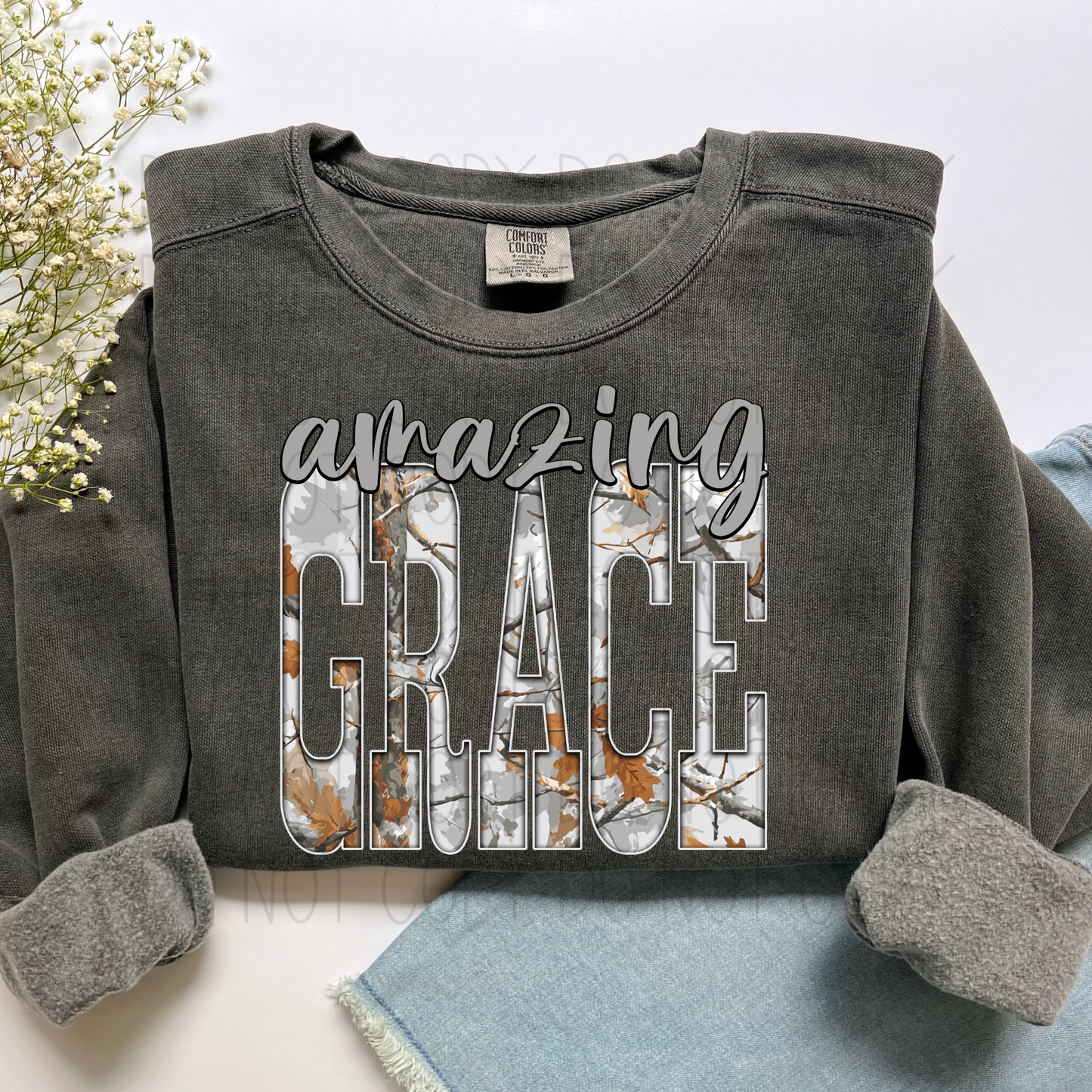 amazing grace Gray Camo- DTF Transfer
