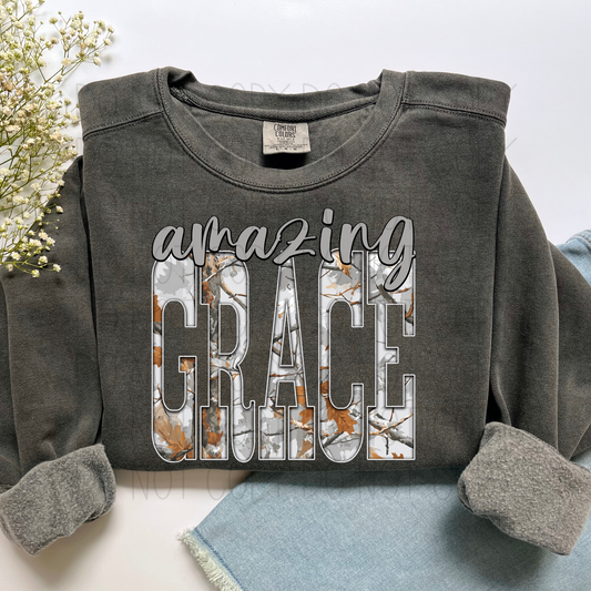 amazing grace Gray Camo- DTF Transfer