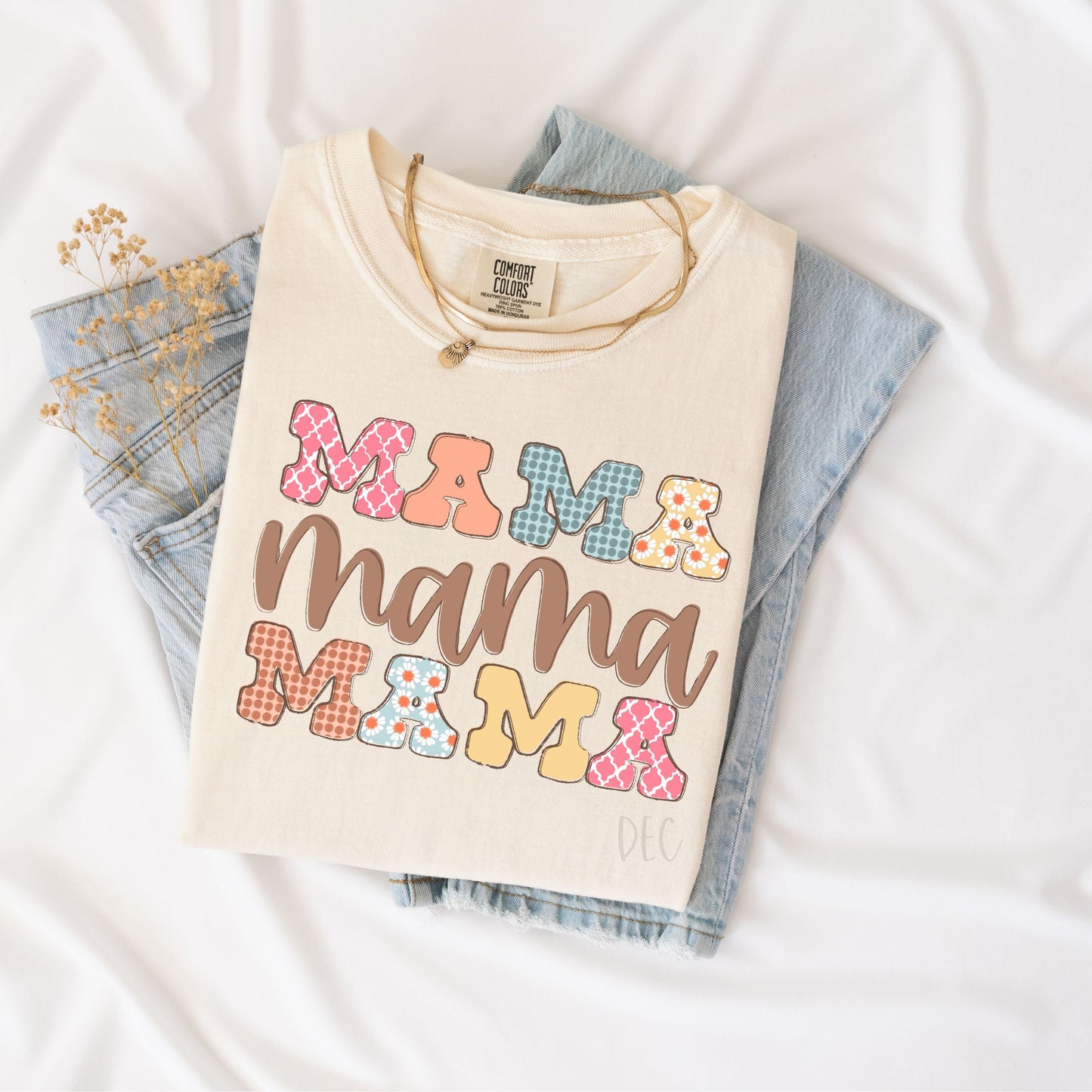 Mama floral gingham-DTF Transfer