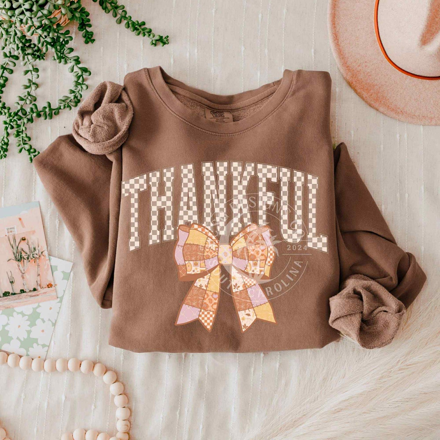 Thankful with bow- DTF Transfer