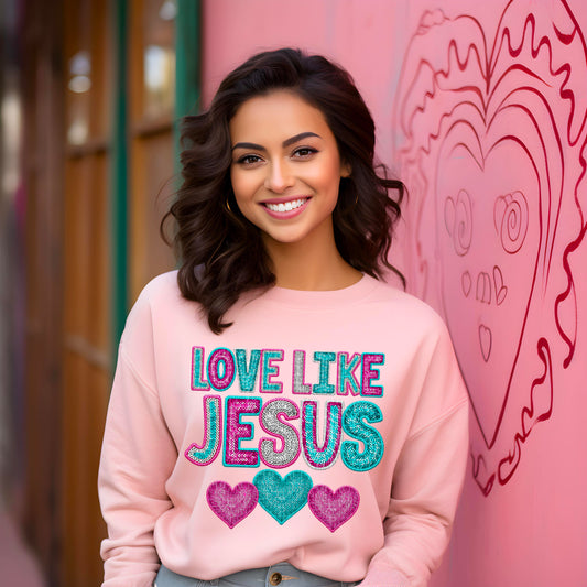 Love Like Jesus-Faux Sequin-DTF Transfer