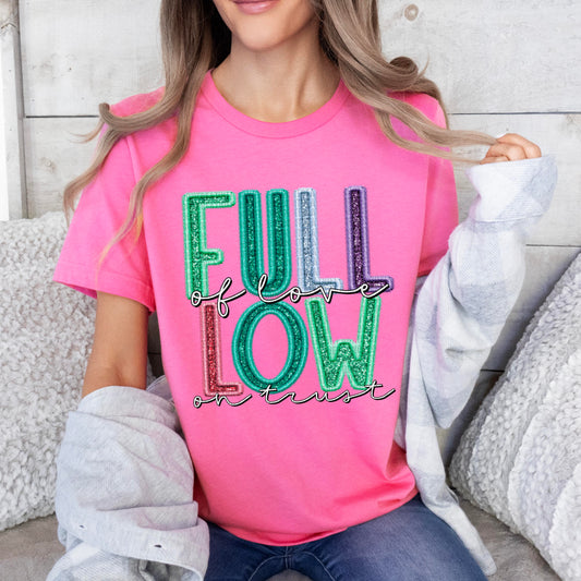 Full of love Low on trust-faux sequin-DTF Transfer