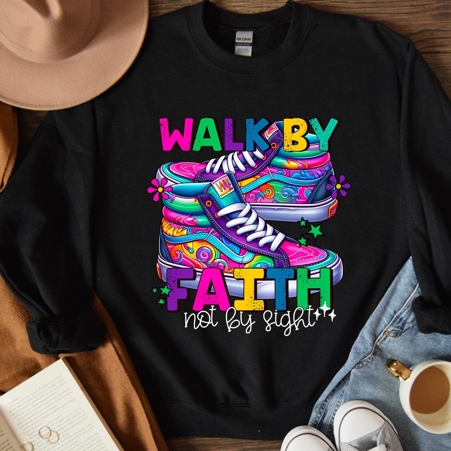 Walk by faith-Not by sight in White font-DTF Transfer