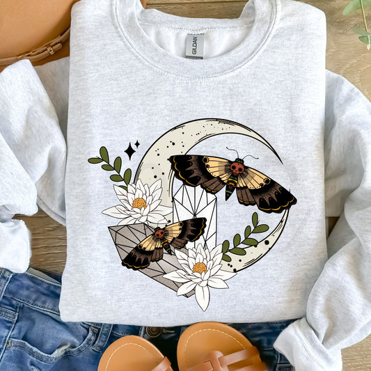 Moth, Moon, Floral-Completed