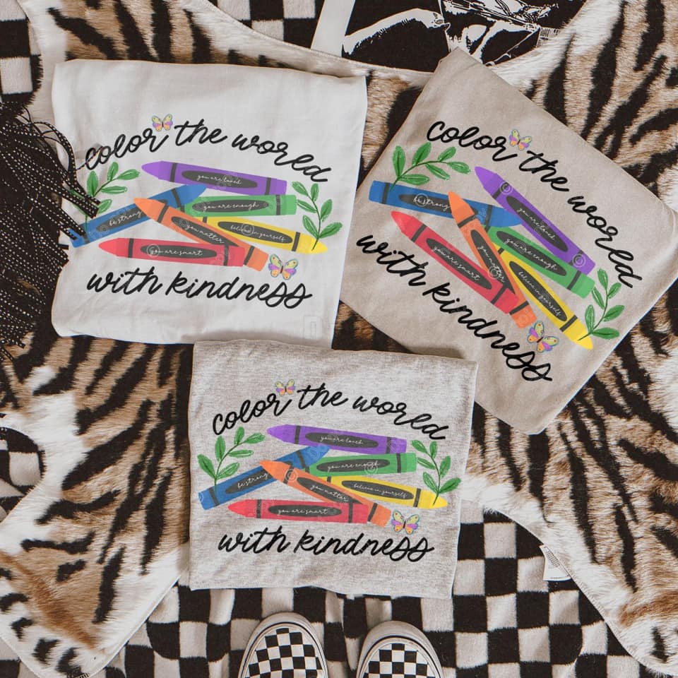 Color the world with kindness crayons-DTF Transfer