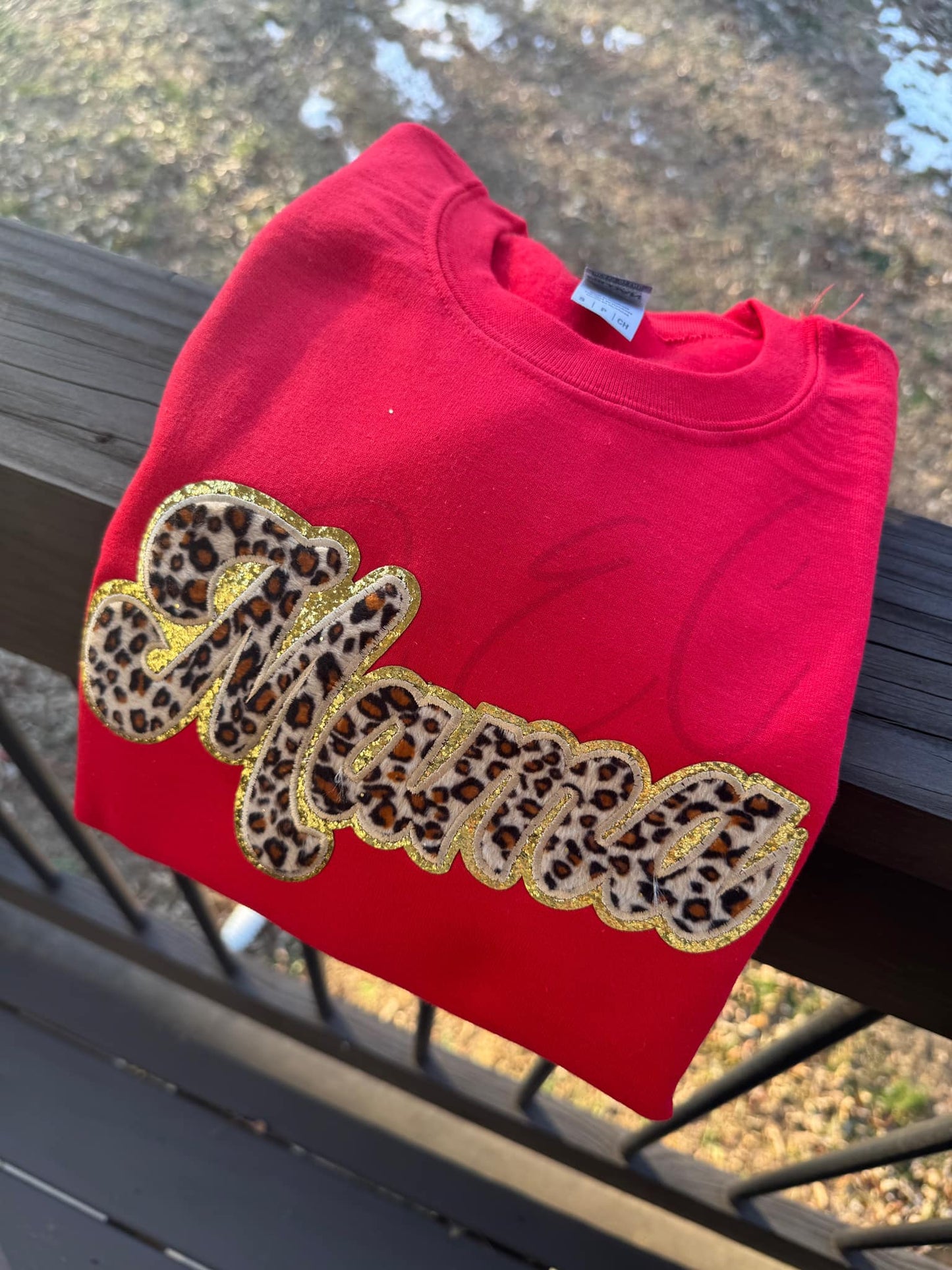 MAMA leopard-Completed Embroidery Patch Sweatshirt