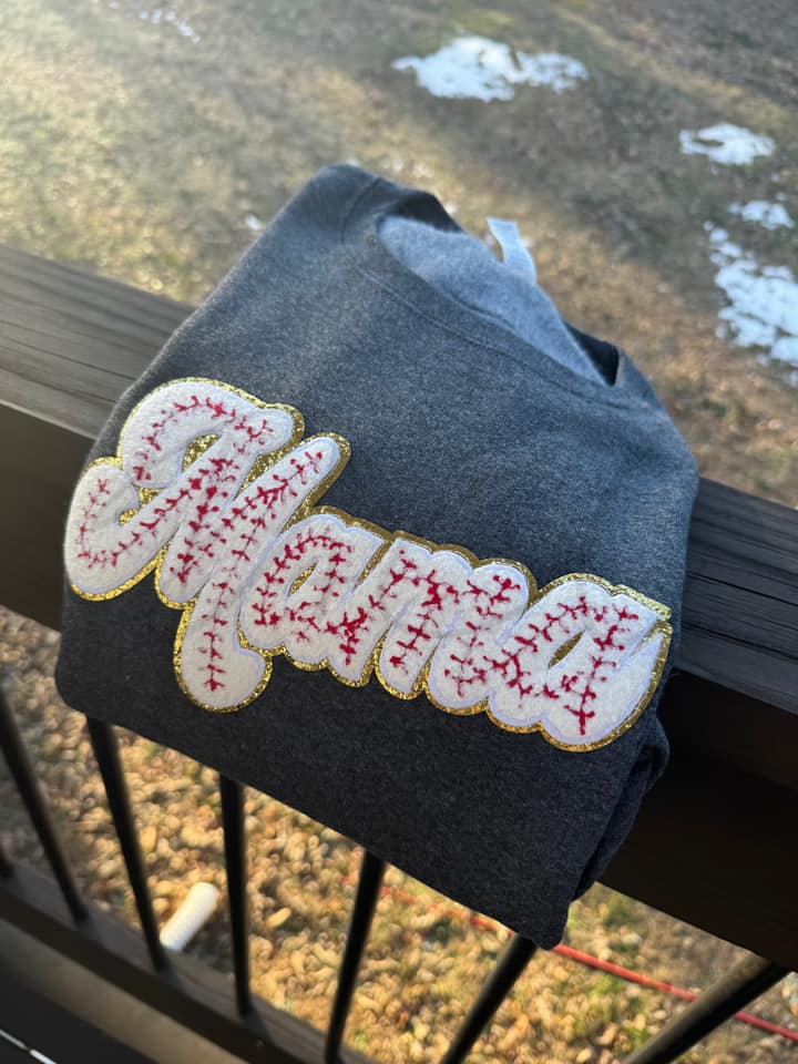 MAMA baseball-Completed Embroidery Patch Sweatshirt