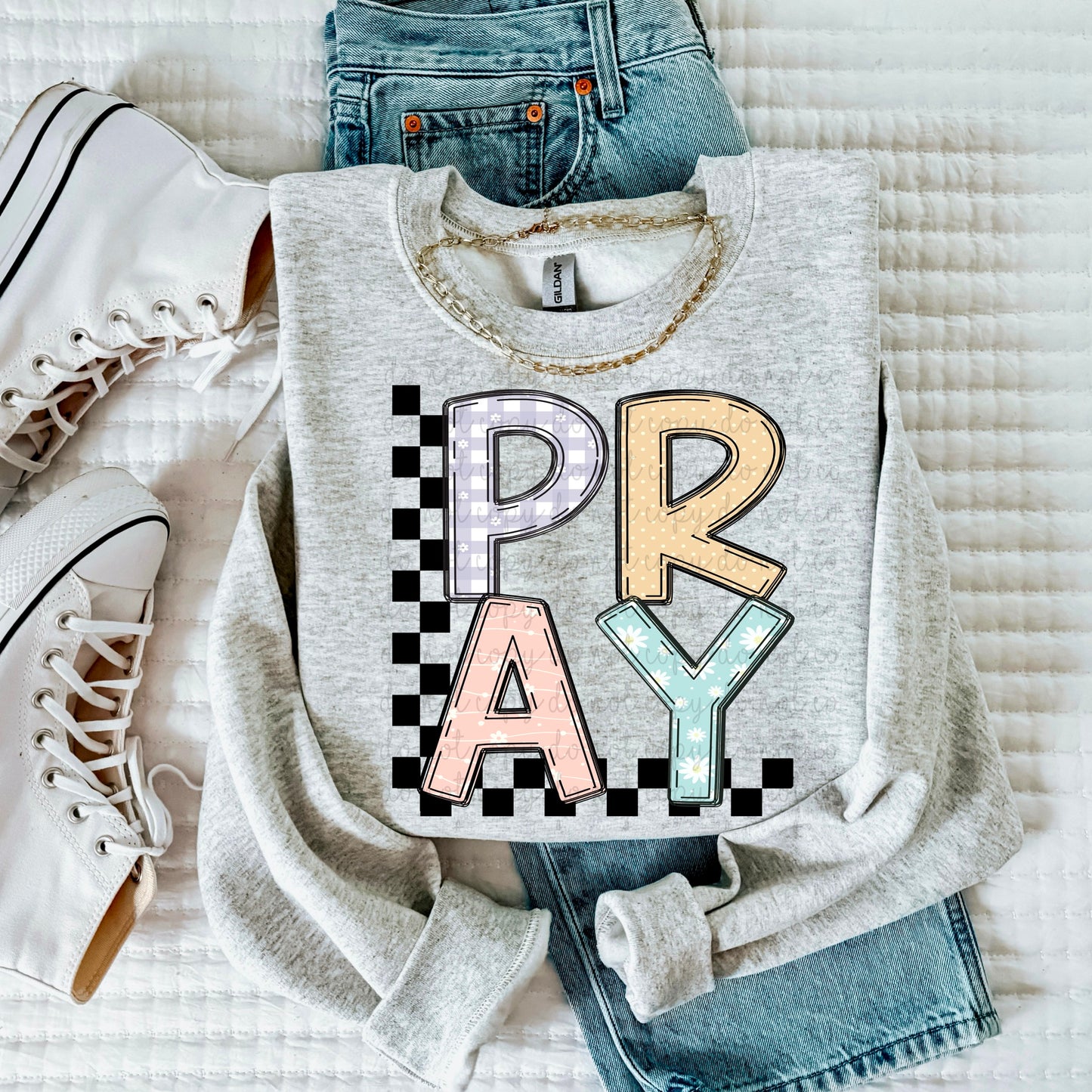 Pray checkered- DTF Transfer