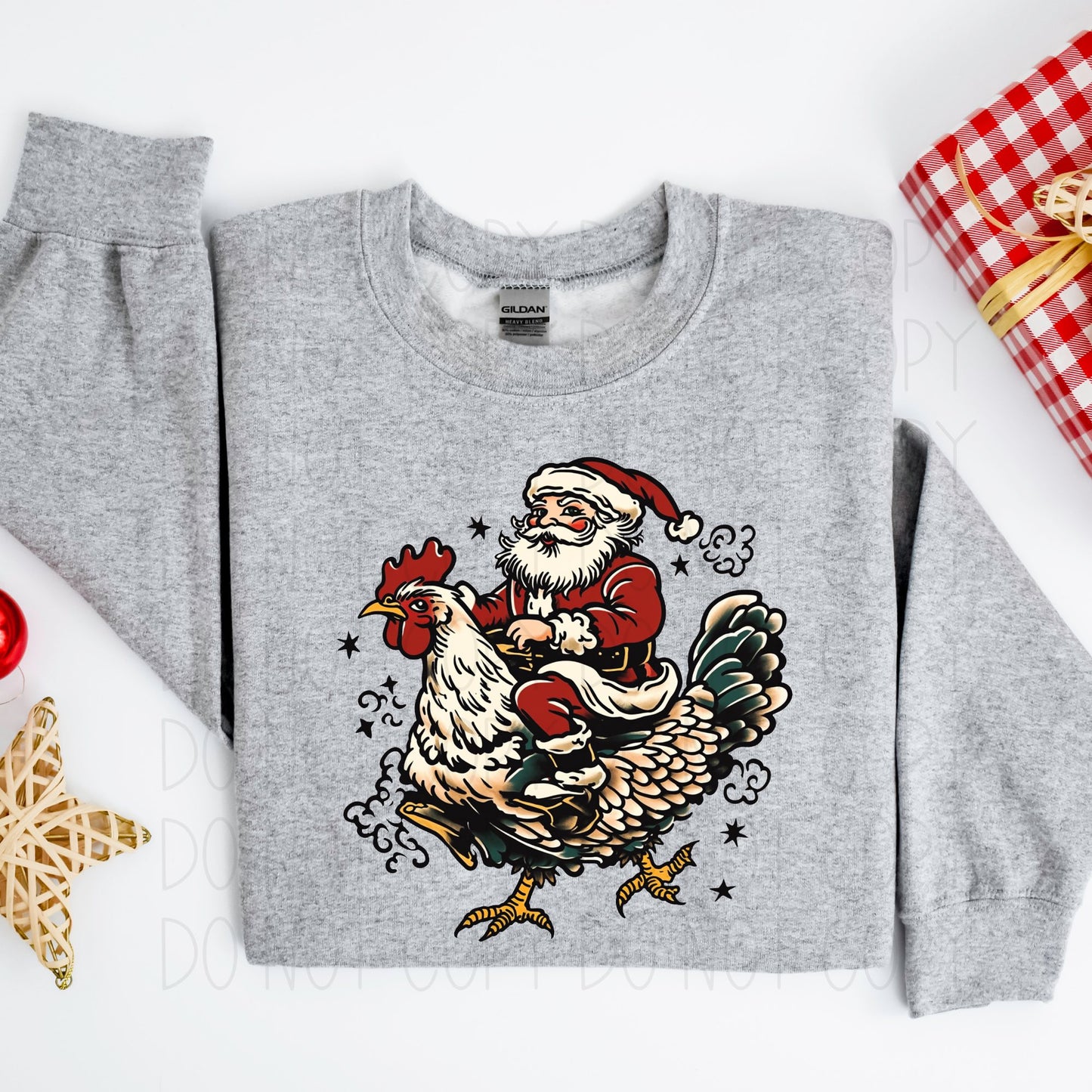 Santa on a chicken- DTF Transfer