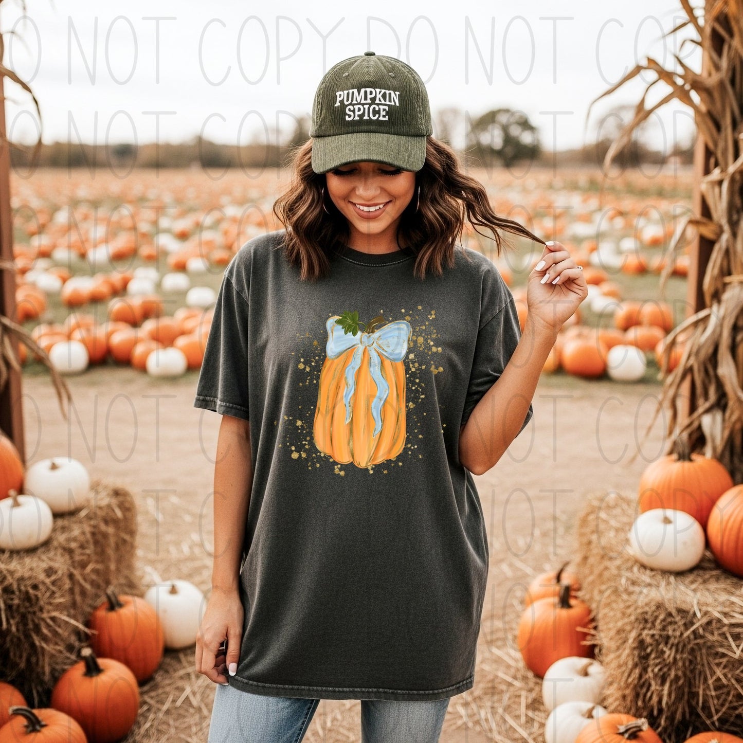 Pumpkin with faux glitter- DTF Transfer