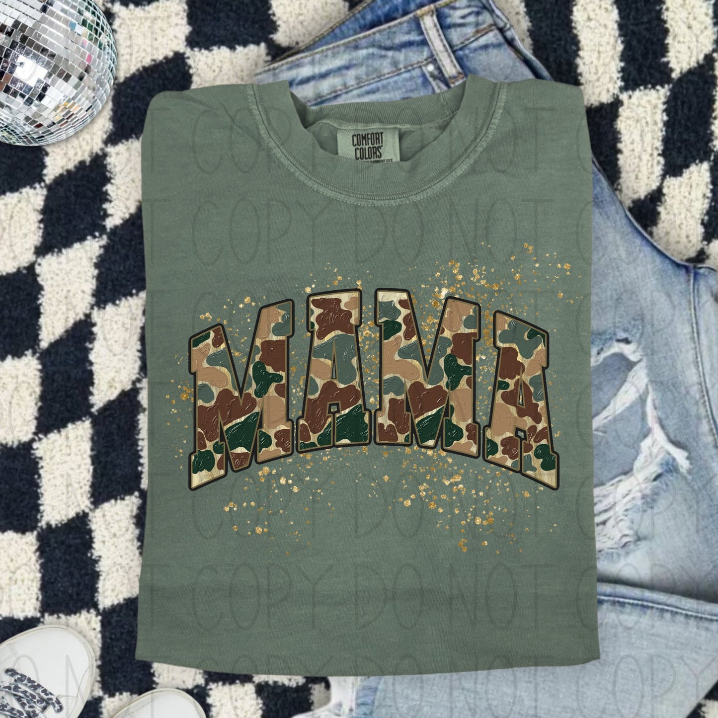 Mama with faux glitter- DTF Transfer