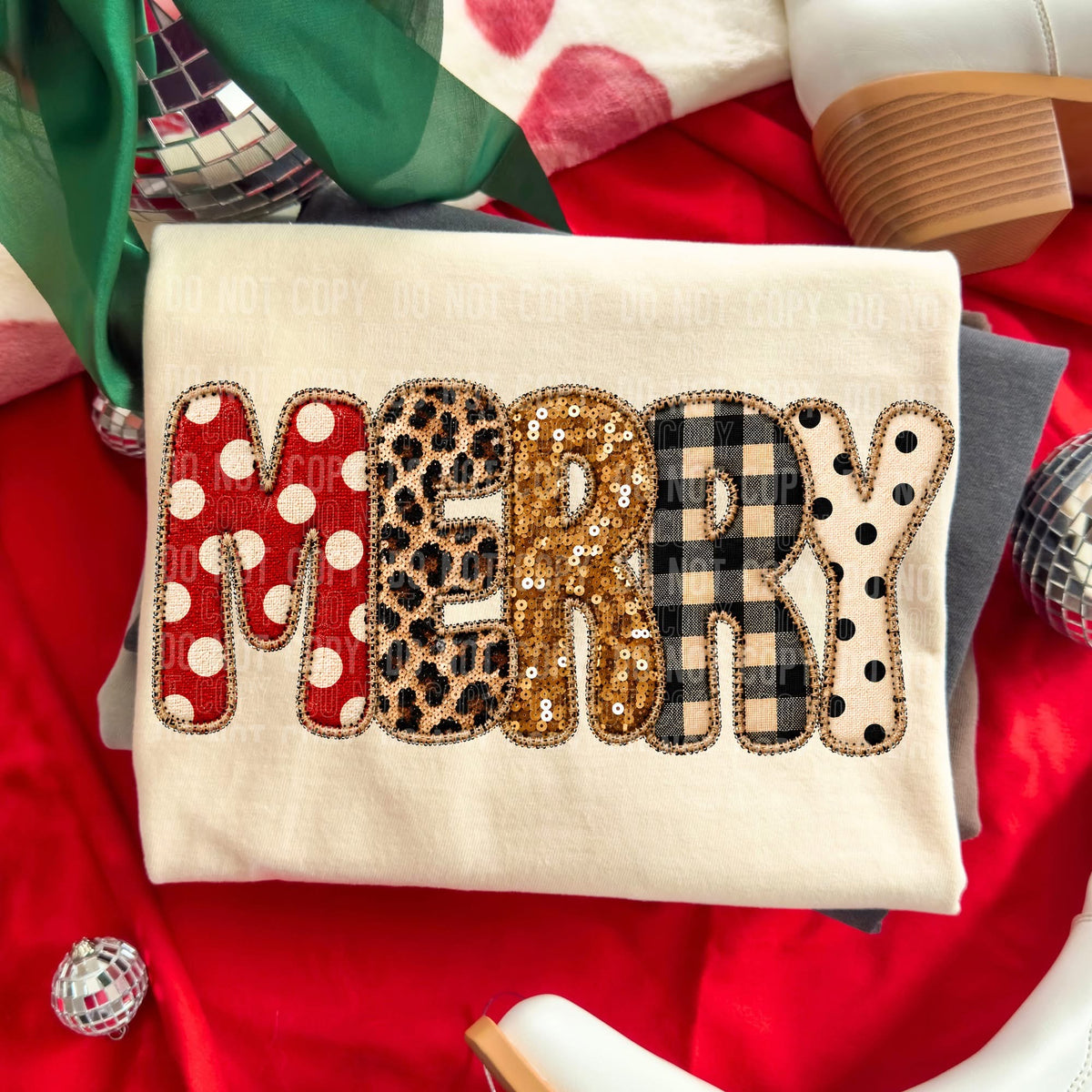 Faux Applique Merry - DTF Transfer