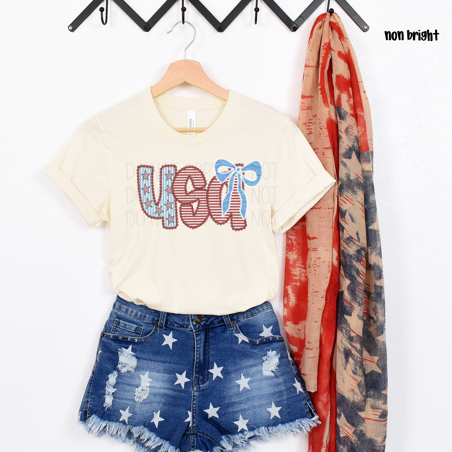 USA seersucker coquette bow _non bright- DTF Transfer