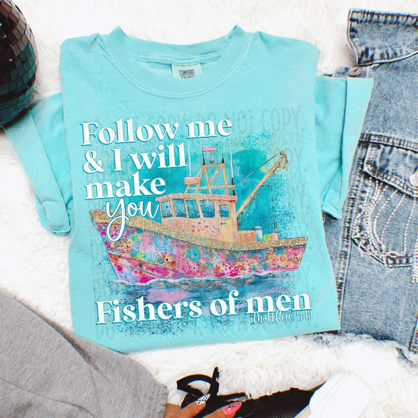 Follow me & I will make you Fishers of men Matthew 4:19-DTF Transfer
