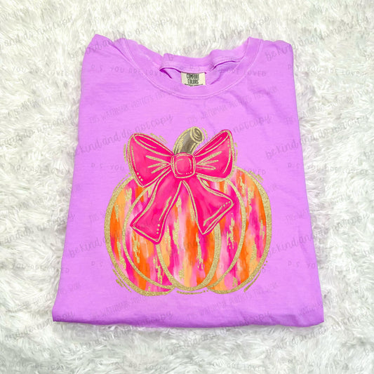 Pumpkin with bow-DTF Transfer