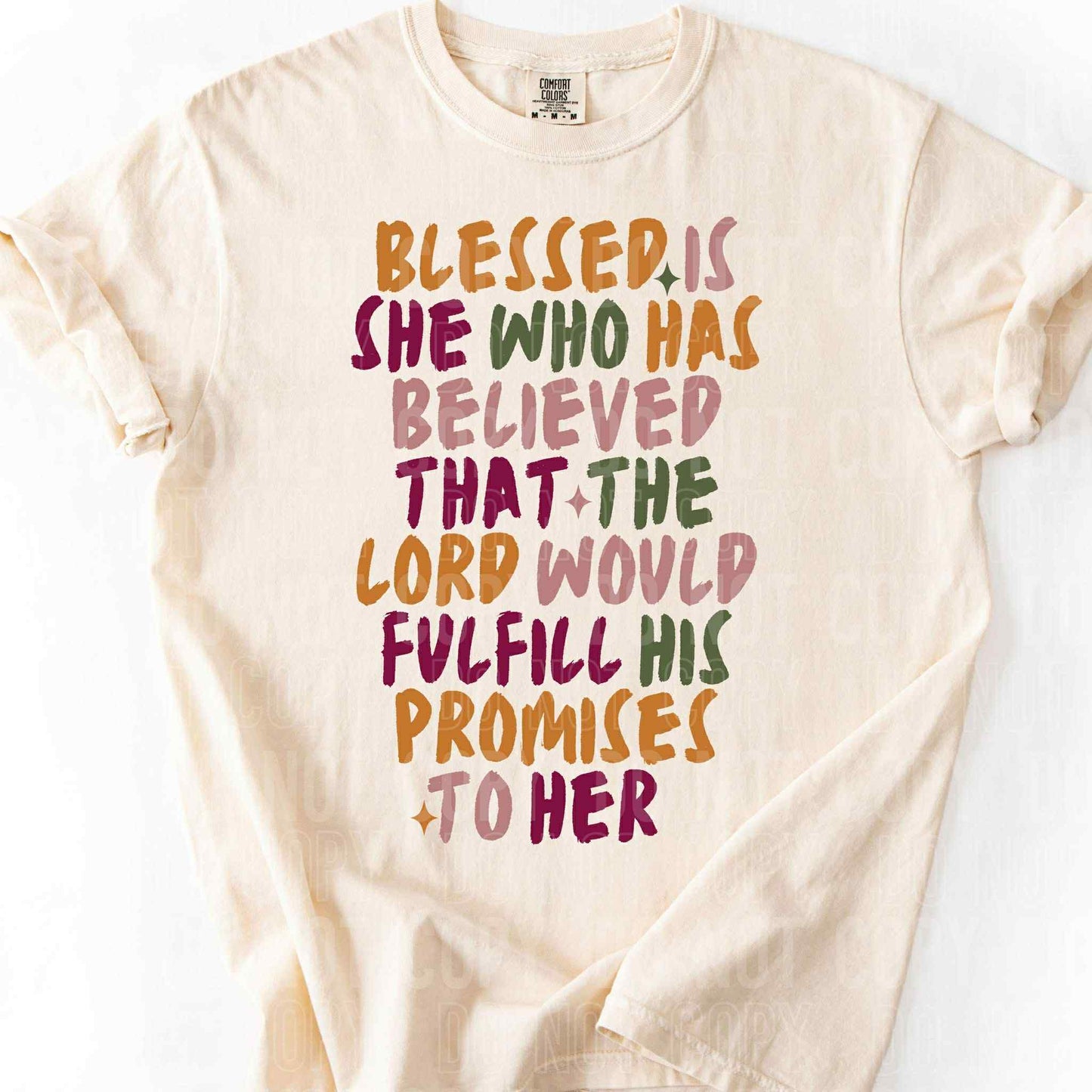 Blessed is she who believed that the Lord would fulfill His promises to her - DTF Transfer