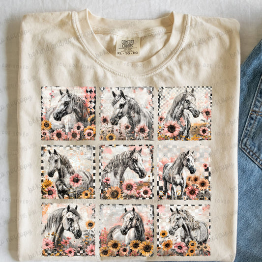 Horses Sunflowers-DTF Transfer