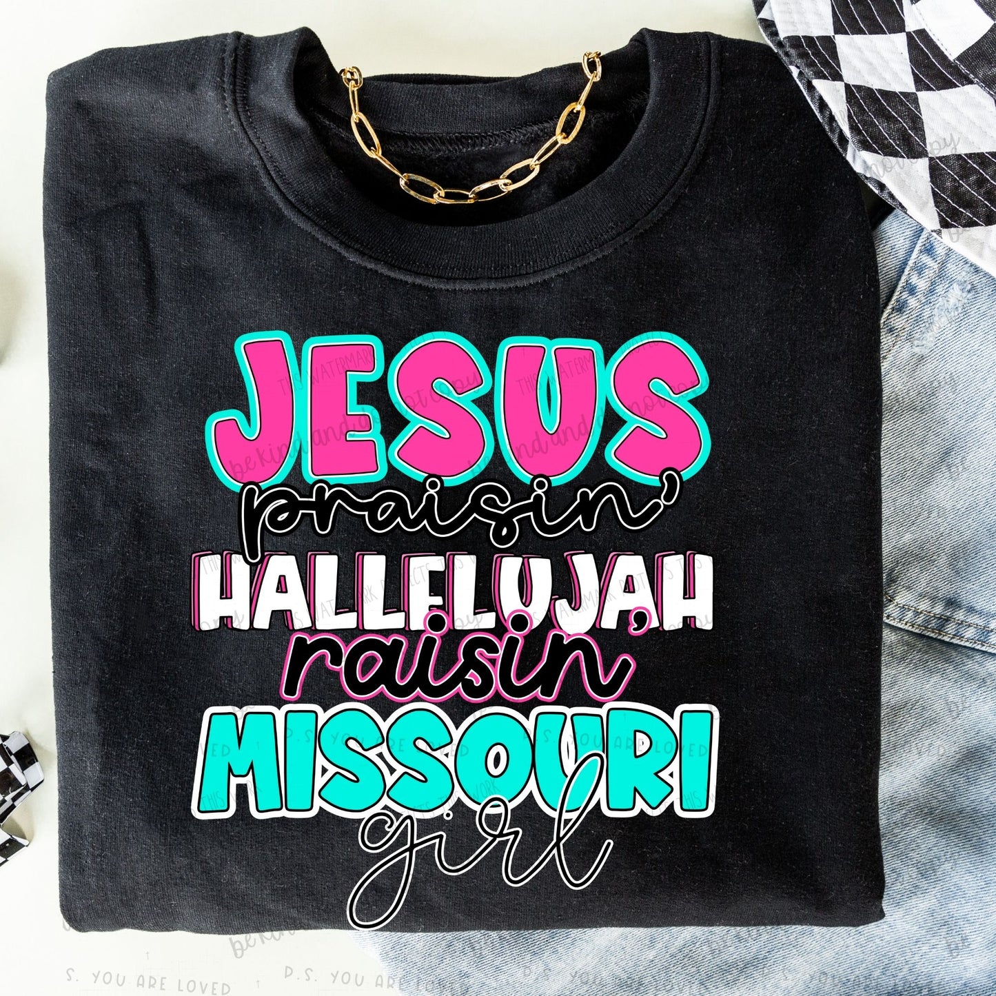 Jesus praisin’ hallelujah raisin “state” girl -DTF Transfer