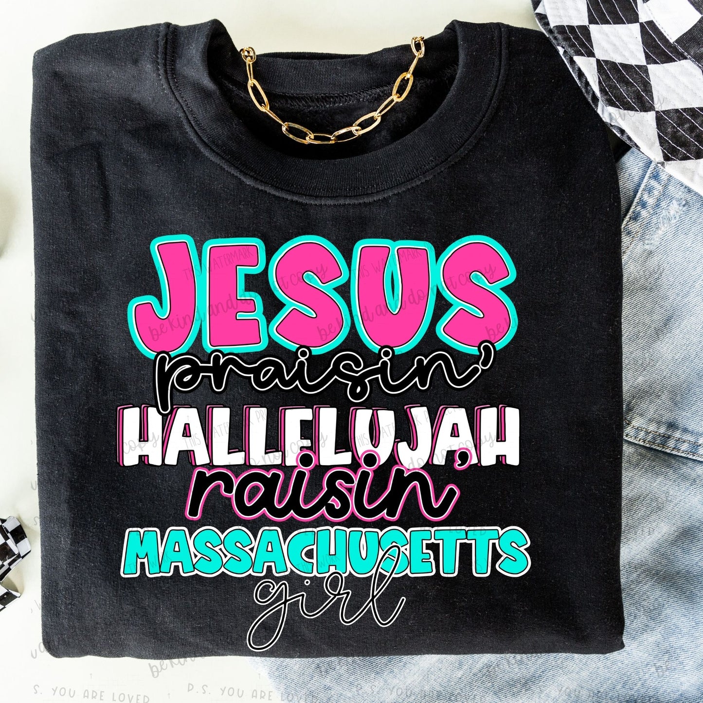 Jesus praisin’ hallelujah raisin “state” girl -DTF Transfer