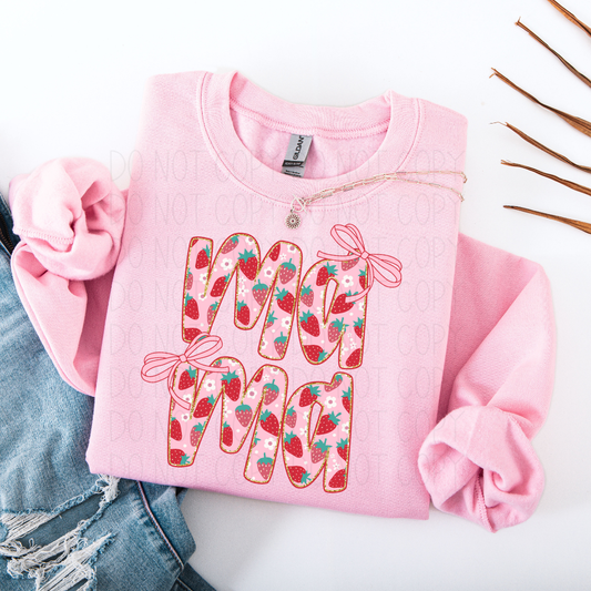 Mama Strawberry Bow - DTF Transfer