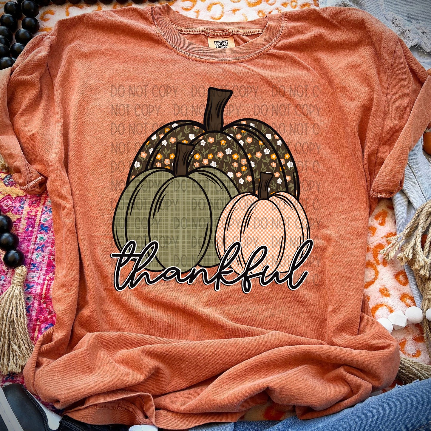 Floral Pumpkin Thankful-DTF Transfers