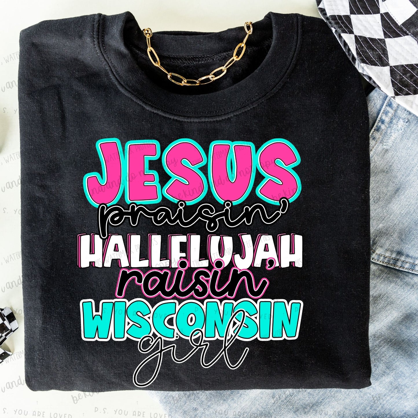 Jesus praisin’ hallelujah raisin “state” girl -DTF Transfer