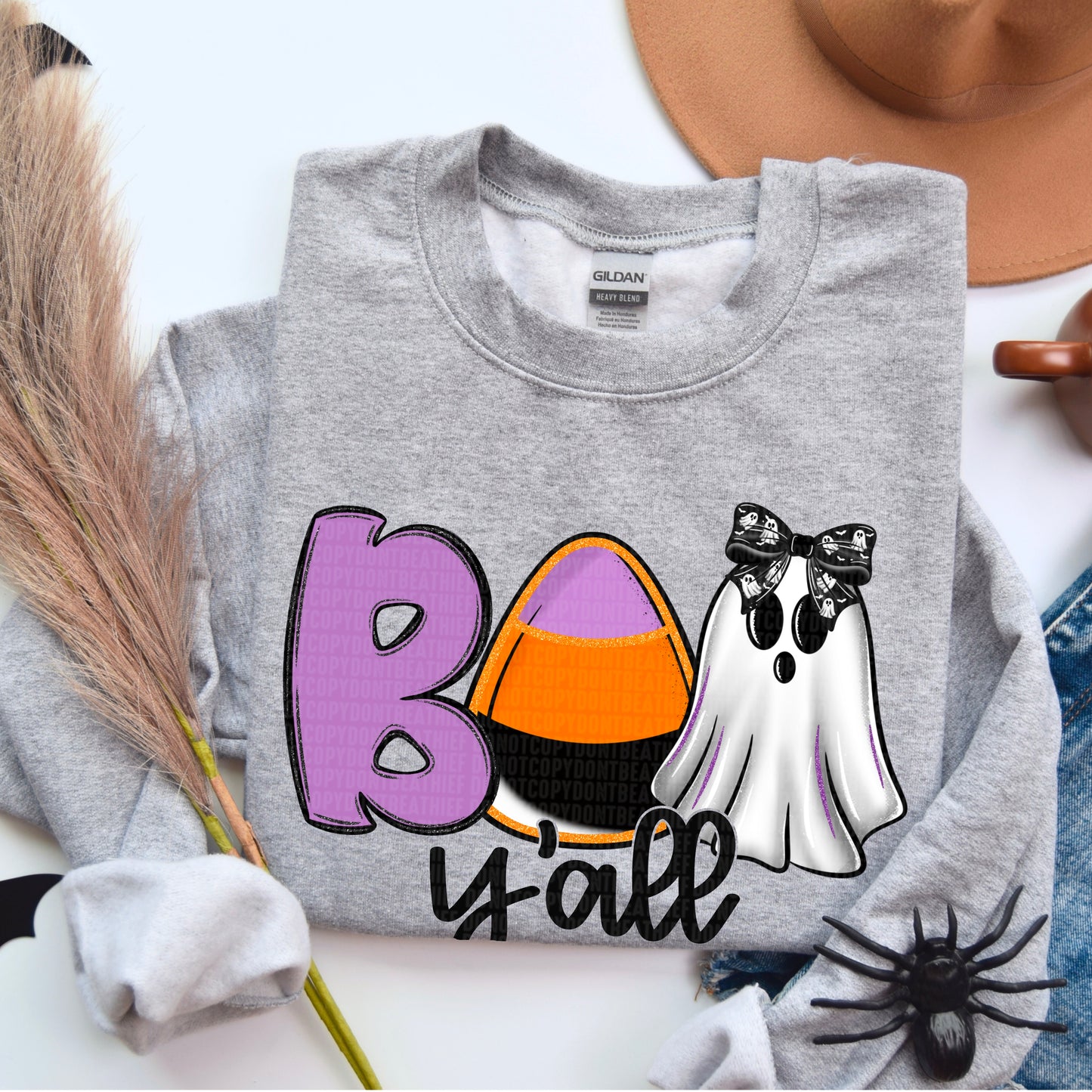 Boo Y'all-Candy corn ghost-DTF Transfer